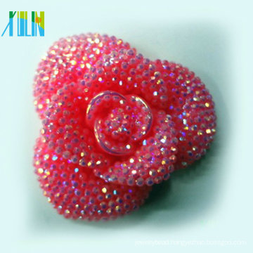 2016 charm pink resin flower flat back chunky loose resin bead